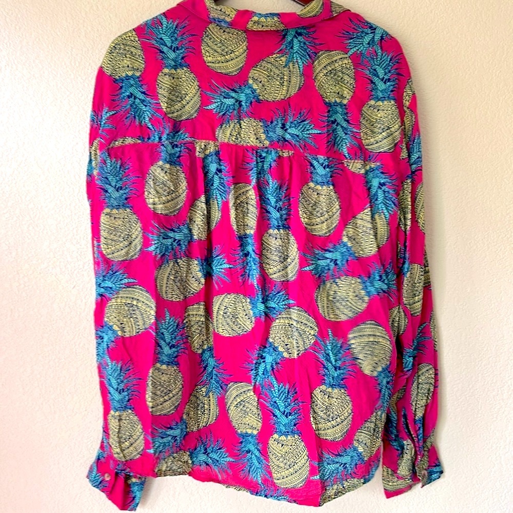 Anthropologie Janine Lecour Pink Pineapple Shirt, Sz XL - Picture 7 of 7